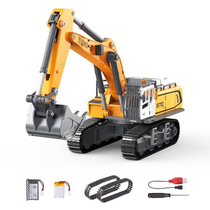 Adult Metal Mini Remote Control Excavator 1:50 ，Features a Lever-Driven Digging System, Comes with Two Batteries and a Carrying case, and is an Ideal Gift for Model Enthusiasts and Children - color: Excavator