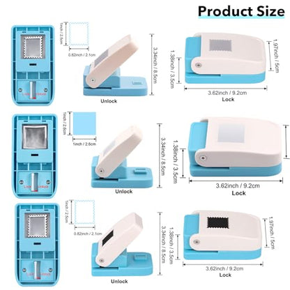 BAOFALI 3Pcs/Set 2 Stamp Puncher 1X0.8inch & 1inch Square Punch Set, Scalloped Rectangle Lever Action Craft Punch for Paper Crafting Scrapbooking DIY Card Making Arts Crafts Supplies - color: 1X0.8inch + 1inch