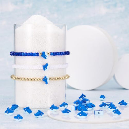 Elecrelive 200Pcs Dolphin Beads Blue Ocean Clay Beaded Bracelets Making Polymer Clay Accessories 7.5x9x4mm for DIY Bracelet Necklace Bracelet Earring Jewelry - color: Blue