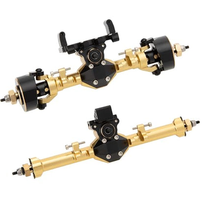 MEUS Racing Isokinetic 3-Section CVD Front and Rear Axles Maximum Steering Angle 52° Wider +5MM for Axial SCX24 Deadbolt C10 JLU Gladiator Bronco 1/24 RC Crawler Upgrade Parts (Anodized Gold) - color: Gold