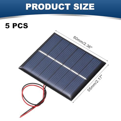 MECCANIXITY 5Pcs 3V 0.33W 110mA Mini Solar Panels with 2 Cable - style: 3V 0.33W 110mA
