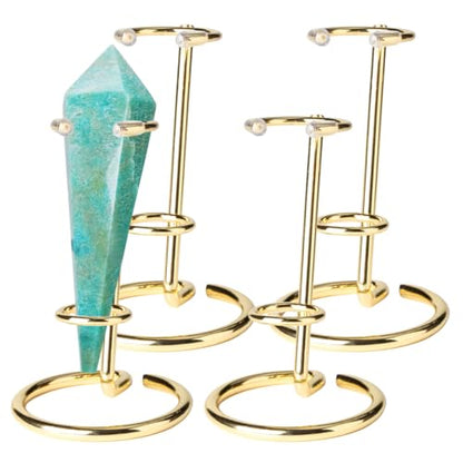 4 Pcs Crystal Wand Stand, 2.36" L X 2.36" W X 2.6" H In Mineral Display Stand, Small Iron Crystal Stands for Display (Gold, small) - color: Gold, size: small