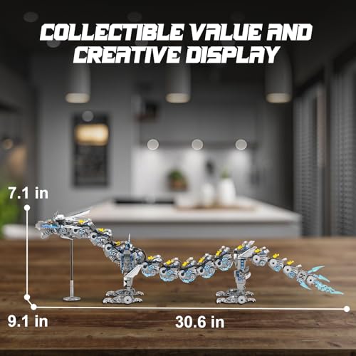 HIGH GODO Dragon Building Blocks Sets for Adults, 2 in 1 Grey Mechanical Dragon Animal Building Model Collectible Display Toys, Cool Creative Gifts for Teens Fans (1390 Pcs) - style: 2 in 1 Grey Dragon