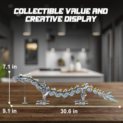 HIGH GODO Dragon Building Blocks Sets for Adults, 2 in 1 Grey Mechanical Dragon Animal Building Model Collectible Display Toys, Cool Creative Gifts for Teens Fans (1390 Pcs) - style: 2 in 1 Grey Dragon