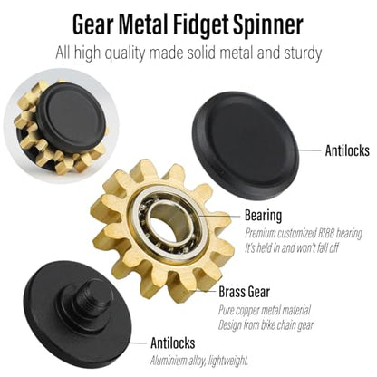 FREELOVE Gear Metal Fidget Spinner Toys for Adults, Small Mini Tiny Pockget Figette, Bike Chain, Copper Brass Hands Gyro, Quiet Silent Cool Cube for Anxiety Men (1 Gear, Black-Brass) - color: 1 Gear Black, style: 1 Gear