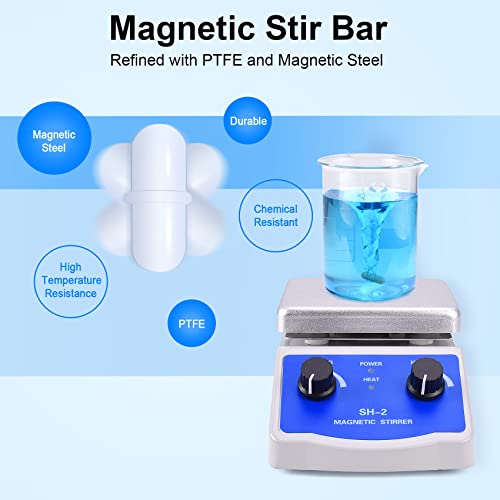 Slendor Magnetic Stirrer SH-2 Hot Plate Mixer Max 520℉ Lab Hotplate Stirrer 2000 RPM Stir Plate with Thermometer, Stir Bar and Support Stand