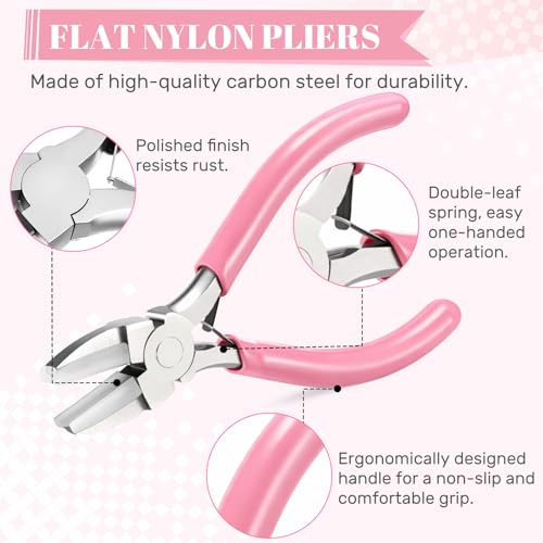 Mudder 2 Pcs Jewelry Making Tool 6 in 1 Bail Making Plier,Pink - color: Pink