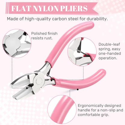 Mudder 2 Pcs Jewelry Making Tool 6 in 1 Bail Making Plier,Pink - color: Pink