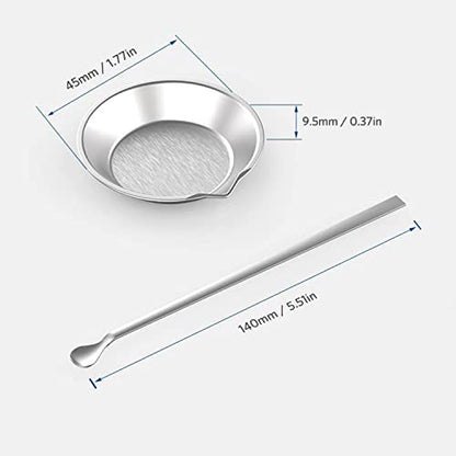 Paint Stirrer and Tray Set (2 Pieces) - Stainless Steel Model Paint Mixer Tool with Double-Ended Spoon & Spatula - Small Metal Palette for Airbrush, Miniature & Hobby Building