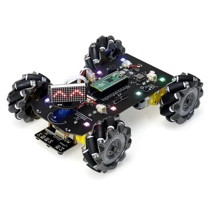 Freenove Mecanum Wheel Car Kit for Raspberry Pi Pico (Included) (Compatible with Arduino IDE), Dot Matrix Expressions, Obstacle Avoidance, Line Tracking, Light Tracing, Colorful Light - color: Mecanum Wheels with Raspberry Pi Pico