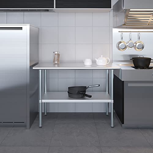 AmGood 24 in. x 48 in. Stainless Steel Work Table | Metal Kitchen Food Prep Table | NSF - size: 48 in. Long x 24 in. Deep without Wheels