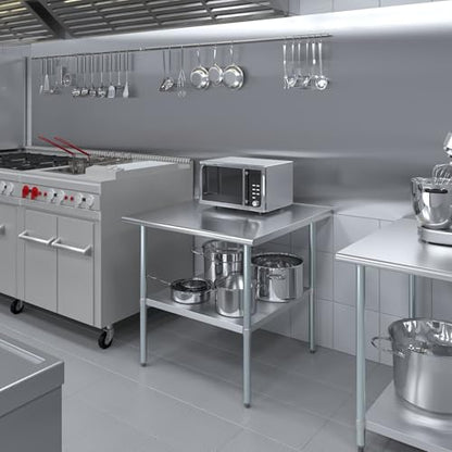 AmGood 36 in. x 36 in. Stainless Steel Work Table | Metal Kitchen Food Prep Table | NSF - size: 36 in. Long x 36 in. Deep without Wheels