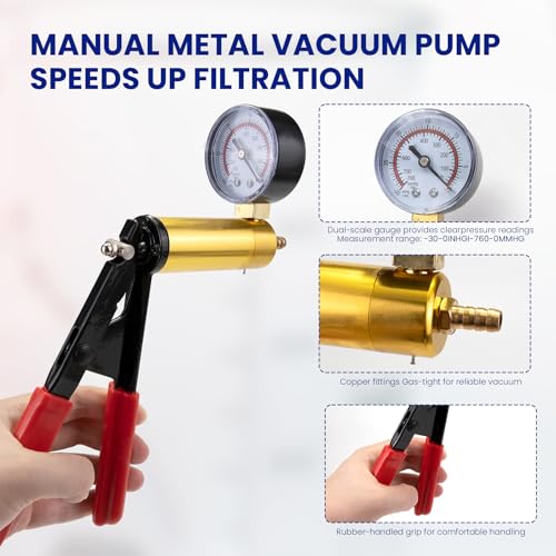 1000ml Buchner Vacuum Filtration Kit - 3.3 Glass Flask & Hand Pump - size: 1000ML