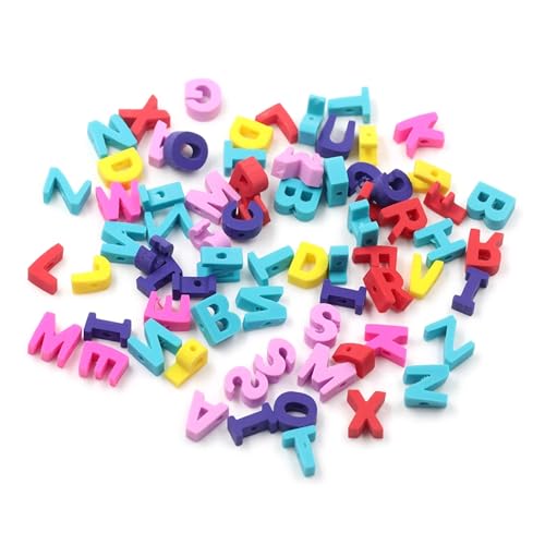 100 Pcs 3D Letter Polymer Clay Beads Mixed Heishi Spacer Beads Supplies for DIY Bracelet Earring Necklace Jewelry Making - color: Letter