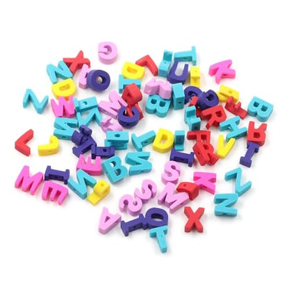 100 Pcs 3D Letter Polymer Clay Beads Mixed Heishi Spacer Beads Supplies for DIY Bracelet Earring Necklace Jewelry Making - color: Letter