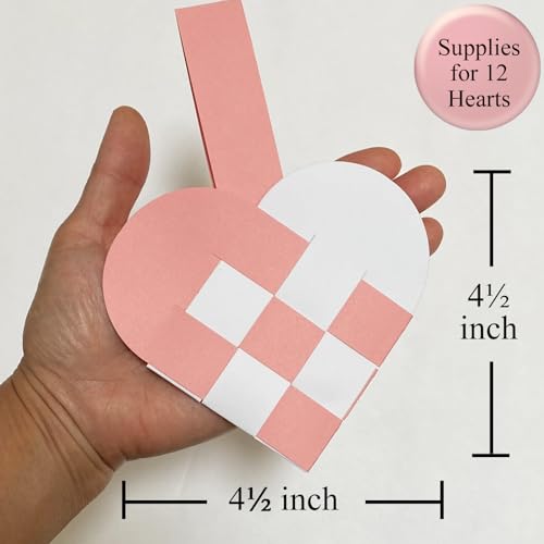 12 DIY Danish Heart Baskets. Precut and Ready to Use, No Tools Needed. Traditional Weaving Paper Craft to Make Julehjerter. Great Home Classroom Decorations (Pink/White Kit) - color: 3x3 Pink Diy Kit