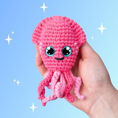Cookie Box Crochet Kit for Beginners, Squid Inky - color: Hot Pink