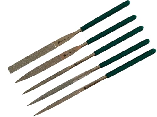 5 Pcs Diamond Needle File Set, Mini Metal File Diamond File Set, Miniature and Model Files, Small File Jewelry Stone Carving Tools - Round Triangular Square Flat Shape Half-Round (7") - size: 7"