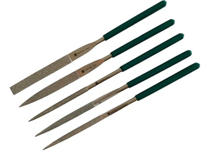 5 Pcs Diamond Needle File Set, Mini Metal File Diamond File Set, Miniature and Model Files, Small File Jewelry Stone Carving Tools - Round Triangular Square Flat Shape Half-Round (7") - size: 7"