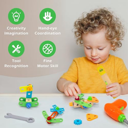 Kids Tool Set Toy with Drill, Montessori Toys for Age 3+ Years Old Boy Girl