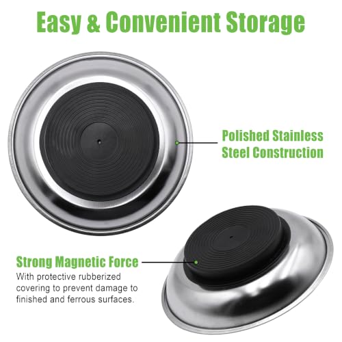 GRIP 6" Stainless Steel Magnetic Parts Tray - Secure Nuts, Bolts, Screws, Sockets, Fasteners, Tools - Solid Steel - Garage, Workshop, Office, Tool Shed