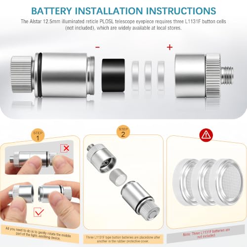 Alstar Reticle Eyepiece, 12.5MM LED Illuminated Telescope Plossl Eyepiece