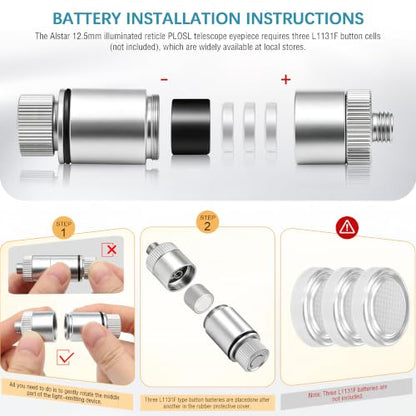 Alstar Reticle Eyepiece, 12.5MM LED Illuminated Telescope Plossl Eyepiece