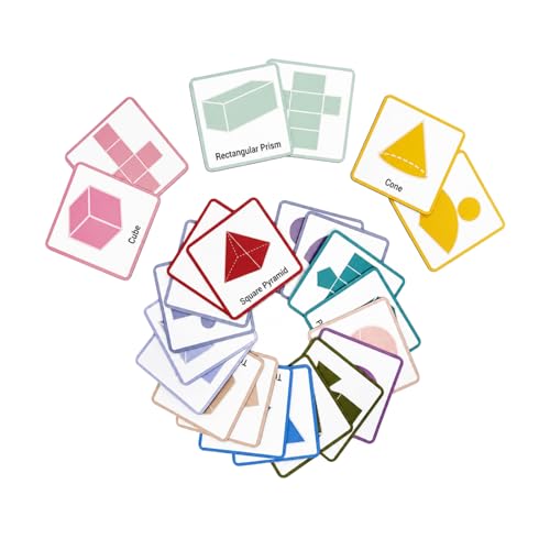 Magnetic 3D Shapes Flash Cards, Geometry Math Manipulatives - color: 3d Shapes & Nets-24p,colorful