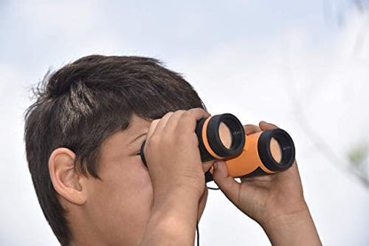 Outdoor Adventure Kit for Kids: Binoculars, Compass, Magnifying Glass & Flashlight. 3-12 Year Old Boys & Girls - color: Orange
