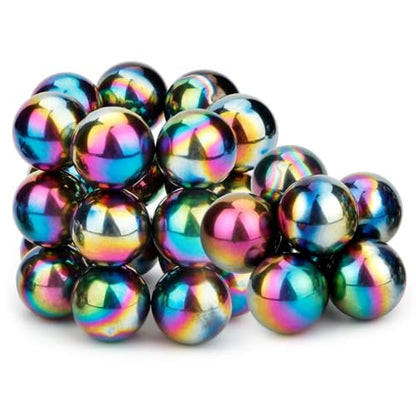 Dilabnba 28PCS Rainbow Hematite Magnetic Stones Fidget Toy for Adults, Men Women Magnetic Hand Roller Office Desk Toys for Gifts, Science Kit Rare Earth Magnets with Fiber Case