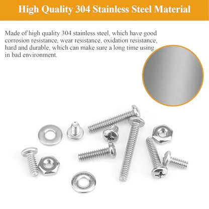 244 Pieces #6-32 x 3/16", 1/4", 5/16", 3/8", 1/2", 5/8", 3/4", 1", Phillips Pan Head Machine Screws Nuts Washers Assortment Kit - size: #6-32, style: Phillips Pan Head