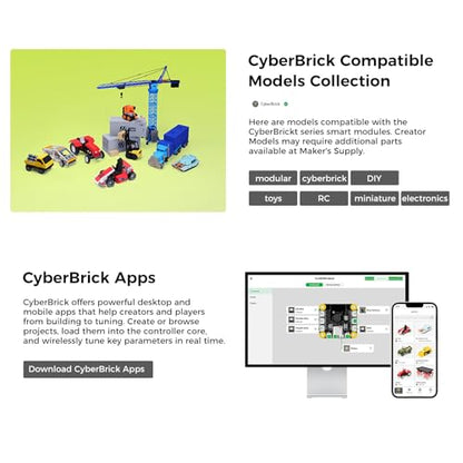 Makerworld CyberBrick Ultimate Hardware Kit ZK003 (2 Vehicle,2 Remote),3D Printing STEM,DIY Build RC Car& Programmable Robotics Set,Modular Coding Electronics Learning Set for Bambu Lab Maker - size: ZK003 - Cyberbrick Ultimate