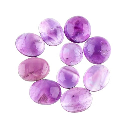 CRYSTALIS Wholesale 10pcs Natural Amethyst Loose Gemstone Bulk Cabochons Jewelry Making Supply, Chakra Healing Polished Stones, Wire Wrapping, DIY, Gem Collection, Mix-Shape, 8-15mm