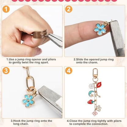 Starry 252Pcs Keychain Making Kit 50 Set Keychain Clips DIY Bag Charm Kit with Extender Chain Bulk 200 Jump Ring for Jewelry Bags Accessories DIY Craft Supplies - style: 50 Set