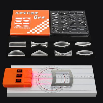 GLEAVI 1 Set Multifunction Optical Experiment Kit: Prism Optic Reflector Refraction Physics Prism Three Light Source Apparatus Physics Kit Optical Prism Lens Small Hole Plastic - size: 18.00X13.50X2.50CM