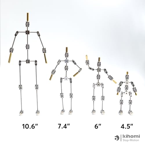 Studio Stop Motion Armature Kit - Feet Tie Down DIY Metal Puppet Figure Skeletons Easy Assembly for Animation Character Design & Creative Fun, Perfect for Stop Motion Animation (Silver, 10.6in) - size: 10.6in