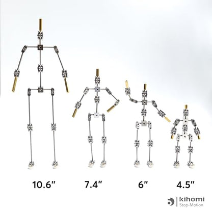 Studio Stop Motion Armature Kit - Feet Tie Down DIY Metal Puppet Figure Skeletons Easy Assembly for Animation Character Design & Creative Fun, Perfect for Stop Motion Animation (Silver, 10.6in) - size: 10.6in