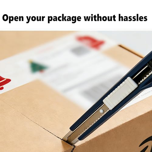 9mm Snap Off Utility Knife High Hardness Retractable Box Cutters with 30 Pcs Snap Off Blades,Pack 3 Art Craft Hobby Cutter 9mm Knife for Home Warehouse Office Workstation,Dark Blue - color: Blue