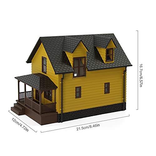 O Scale Christmas Village Model Building 1:50 Residential Modern House Assembled Architectural for Model Train Layout Diorama JZO01 (Yellow) - color: Yellow