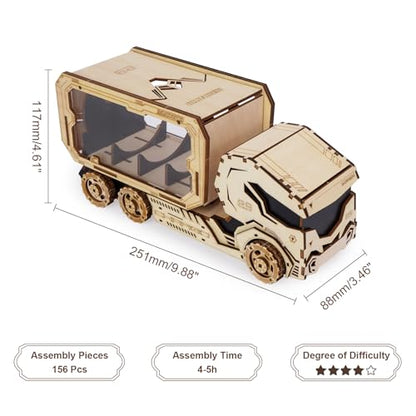 3D Wooden Puzzle for Adults, Mechanical Piggy Bank Car Puzzle, DIY Vehicle Model Building Kit Handicraft Wood Craft Hobbies Toy, Birthday for Hobbyist 14+ Family Women Men, 156 Pcs - style: Fuel Tanker (Piggy Bank Car)