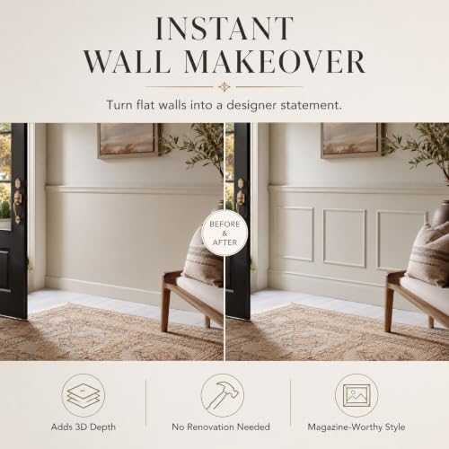 Pre-Cut Paintable Wall Molding Kit, 3 Set Accent Wall Panels (24"x 24") - size: 24"x 24"