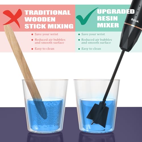 Upgraded Resin Mixer, Handheld Rechargeable Mixer with Minimizing Bubbles,Epoxy Resin Mixer for Resin, Silicone Mixing, Resin Molds, DIY Crafts (Included 4 pcs Paddles) (Black) - color: Black