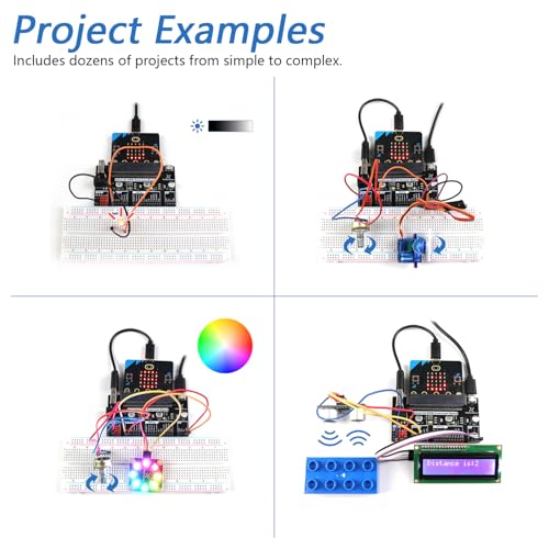 Freenove Super Starter Kit for BBC Micro:bit (V2 Included), 266-Page Detailed Tutorial, 192 Items, 38 Projects, Blocks and Python Code - color: With Micro Bit