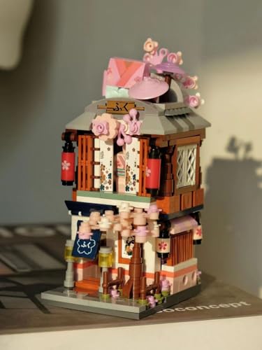 Japanese Street View Kimono Shop Building Kits, 418 PCS Modular House Building Set Mini DIY Building Model Set, Architecture Modular Construction Set Gift for Adults and Teens