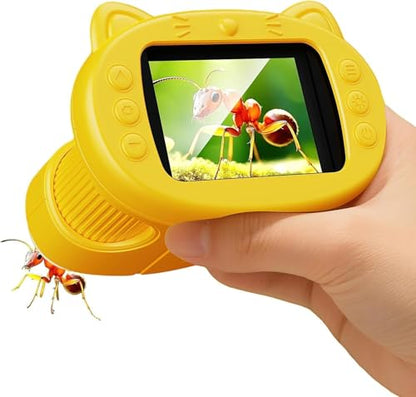 1000X Handheld Digital Microscope for Kids, 2.4" HD Screen, 8 LEDs - color: Bright yellow