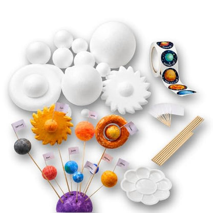 Solar System Project Kit, DIY Solar System Model Kit with Foam Balls, Planet Stickers & Sticks, Space Science Craft Kit for School Projects & Educational Learning