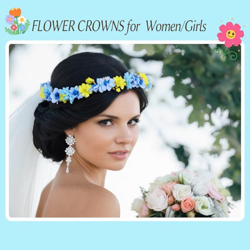 Flower Crowns Craft Kit, Make Your Own 12PCS Flower Crowns Garland Arts - color: Sunflower & Rose