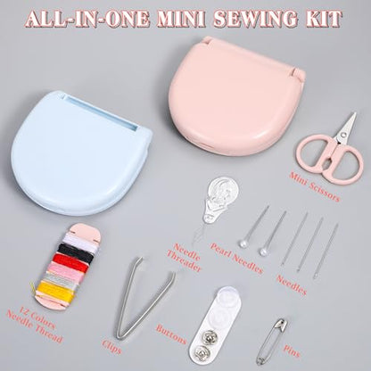 Yuxung 10 Pieces Mini Travel Sewing Kit Basic Portable Emergency Sewing Repair Kit in Bulk with Threads Scissors Needles for Beginner Traveler Hotel Charity Homeless