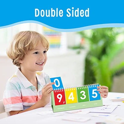 SpriteGru Freestanding Place Value Flip Chart, Double Side with Whole Numbers, Educational Math Learning Tool to Count Place Value to The Thousands