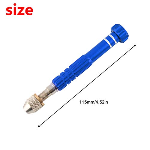 Larcele Pin Vise Drill, 3 Jaw Chuck Capacity 0" to 1/8" SDZKQ-02 (Blue) - color: Blue